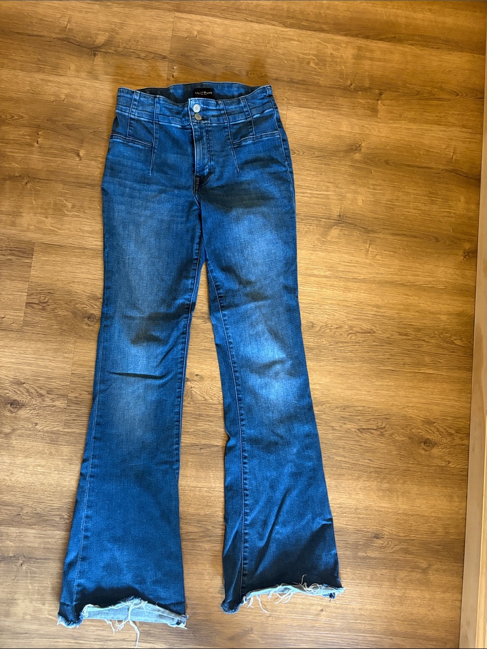 Lucky Brand Indigo Flare Jeans with Frayed Hem